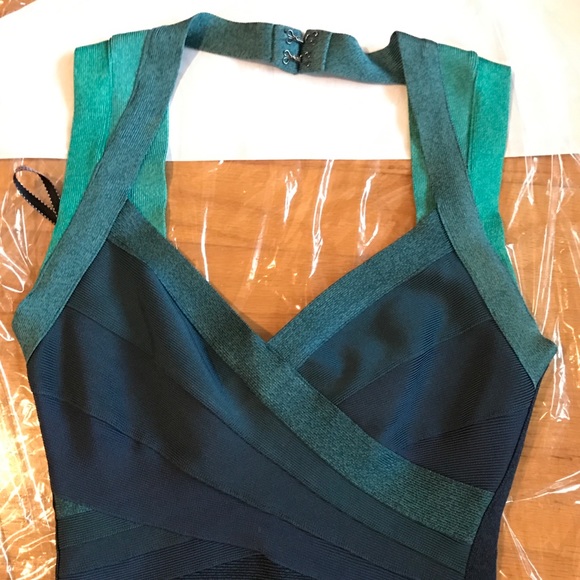 💚SOLD💚Herve Leger Ombré Dress XS Mermaid Bandage - Picture 6 of 8